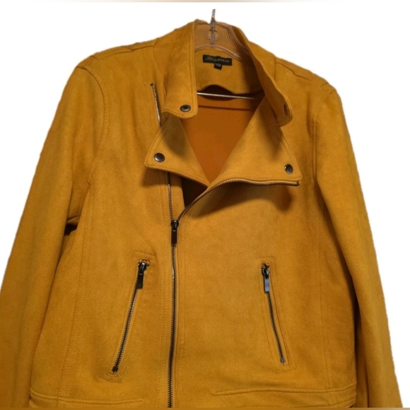 Shinestar Biker Jacket Yellow (Mustard) Faux Leather Style Women's Size XL - Picture 4 of 13